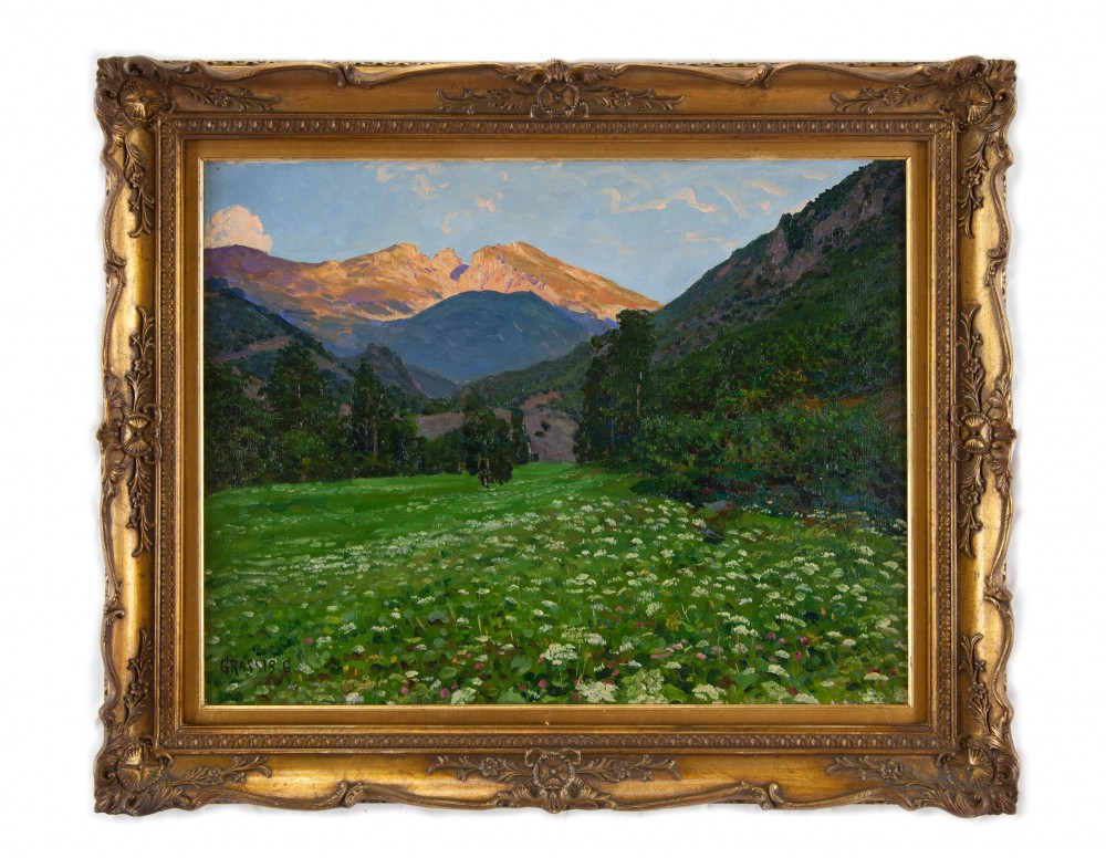giuseppe grassis: Tramonto a Vernante, Cuneo 1927 